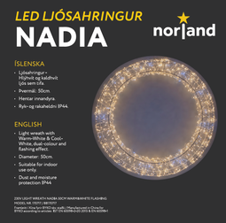 Norland NADIA ljósahringur Ø 50 cm – Hlýhvítur og kaldhvítur