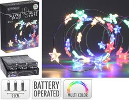 Stjörnuljósasería 40 LED marglit á silfurvír