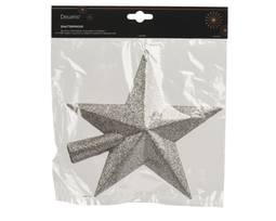 Jólatréstoppur stjarna smoky pearl með glimmeri 19 cm
