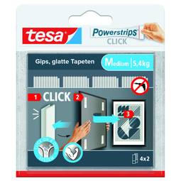 Tesa Powerstrips Click 4X2 Medium Hvítt