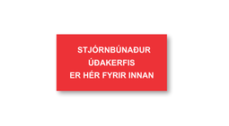 Merkispjald - Stjórnbúnaður úðakerfis er hér fyrir innan