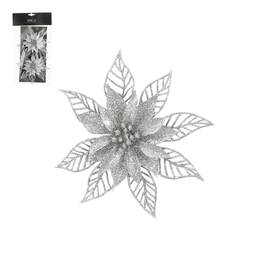 Jólastjarna á klemmu silfurlituð 2 stk. 16 cm – Mica Decorations