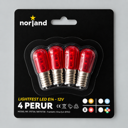 Norland LightFest E14 aukaperur IP44, 4 stk. – Rauður