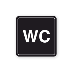 WC Klósett Skilti Svart 95x95mm