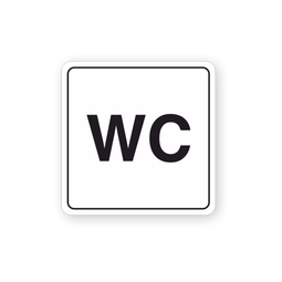WC Klósett Skilti Hvítt 95x95mm