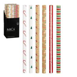 Gjafapappír 70 × 200 cm, 6 mynstur – Mica Decorations