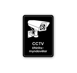CCTV Skilti Svart 95x135mm