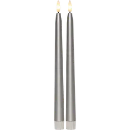 LED kerti Flamme Metal 28,5 cm silfruð 2 stk