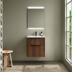 Baðinnrétting LUVA 60cm Walnut + Ibon handlaug