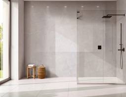 Baðplata Onico Gloss, grátt marmaraútlit, 37,5x65 cm