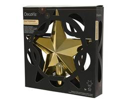 Jólatréstoppur stjarna gyllt 20 cm