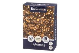 LED ljósasería 120 ljós 11,9 m hlýhvít, svört snúra Finnlumor