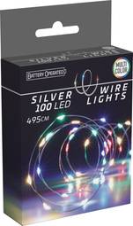 Ljósasería 100 LED marglit á silfurvír