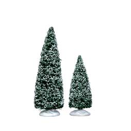 Snowy juniper tree, medium & small, set of 2