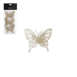 Fiðrildaskraut á klemmu kampavínslitað 3 stk. – Mica Decorations