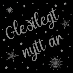 Serv. Gleðilegt Nýtt Ár Silfur 33X33 20Stk