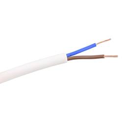 Rúnnuð plastsnúra  HO3VV  2x0,75mm² hvít 