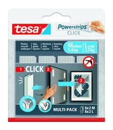 Tesa Powerstrips Click 6X2 Medium & 8X2 Large Hvítt