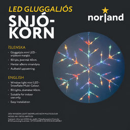 Norland Snjókorn LED gluggaljós Ø 40 cm – Marglitur